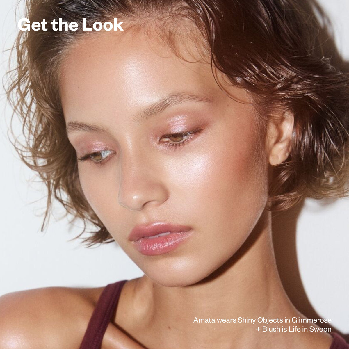 Amata wears Shiniy Objects in Glimmerose + Blush is Life in Swoon